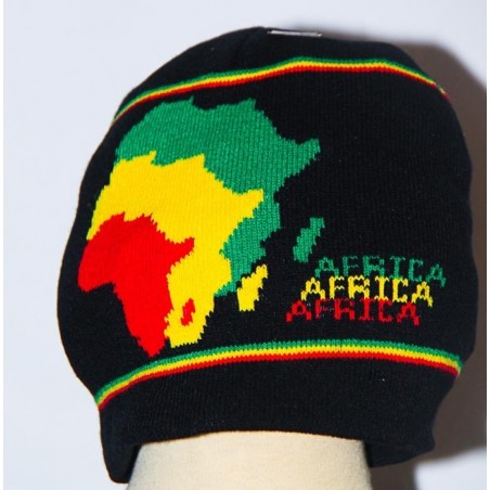 Bonnet noir sans visière vert jaune rouge Afrika 