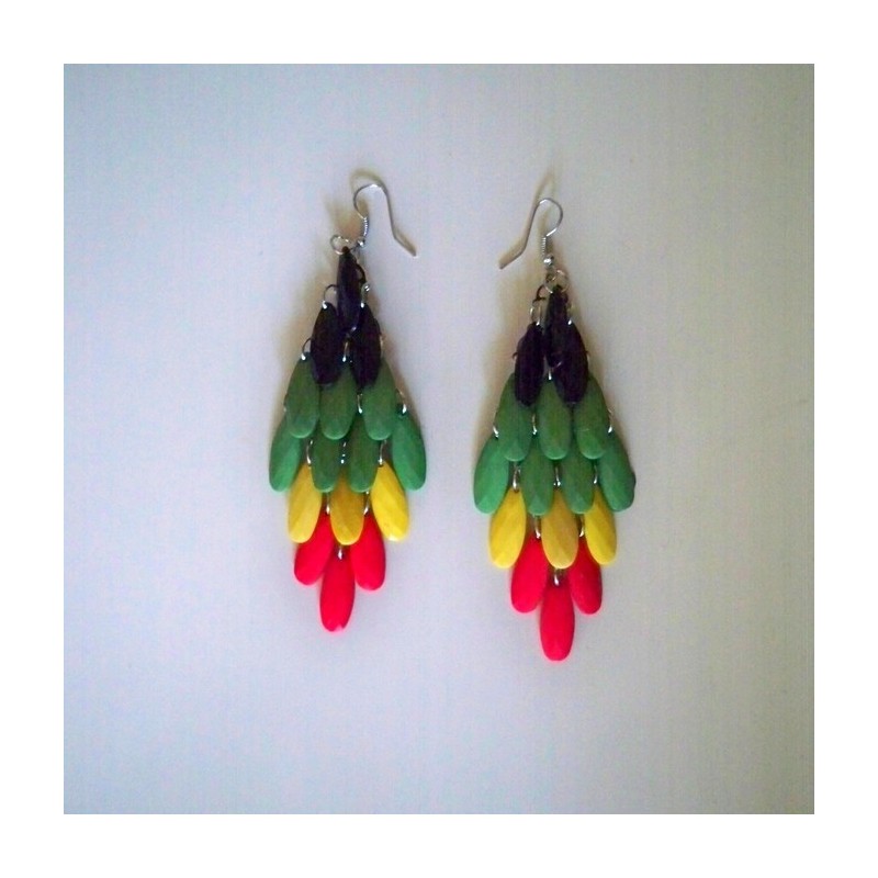 Boucle d'oreille Pendante Vert jaune rouge Boucle d'oreille Pendante Vert jaune rouge