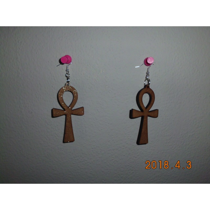 Collier & Boucles D'Oreilles Acier Inoxydable Croix Ankh – Symbole Égyptien Vie Éternelle, Bijoux Amulette Doré/Argenté