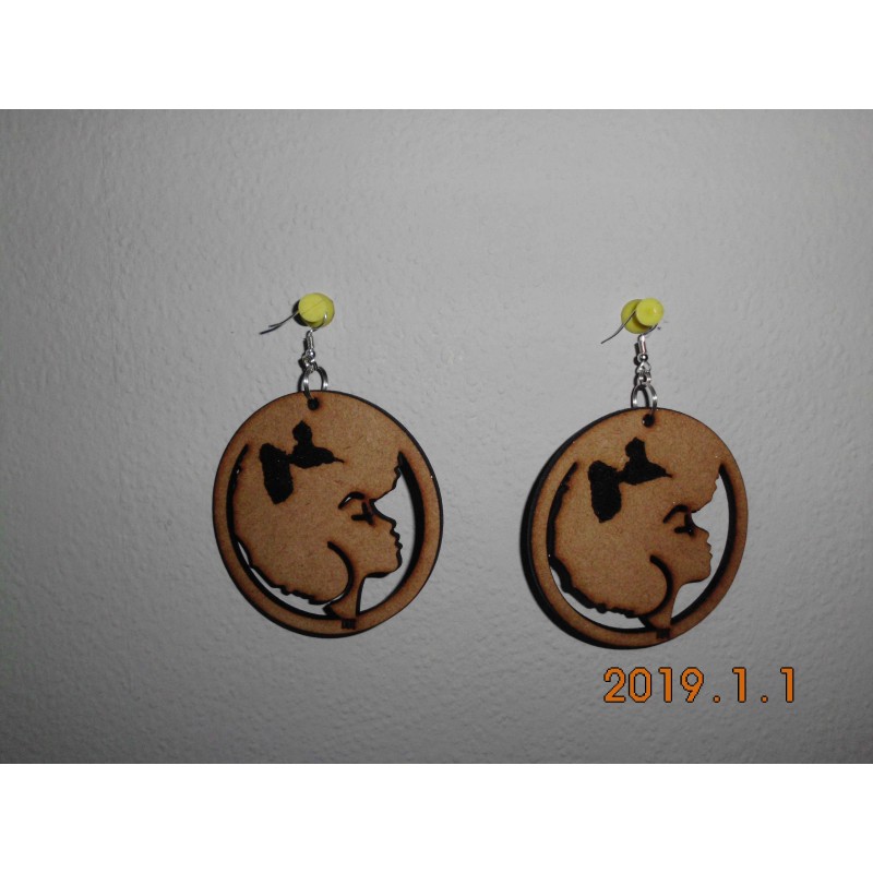 Boucle D'oreille Vintage Clou En Bois Orange 3,9cm - Fabrication Française (vendu En L'état)