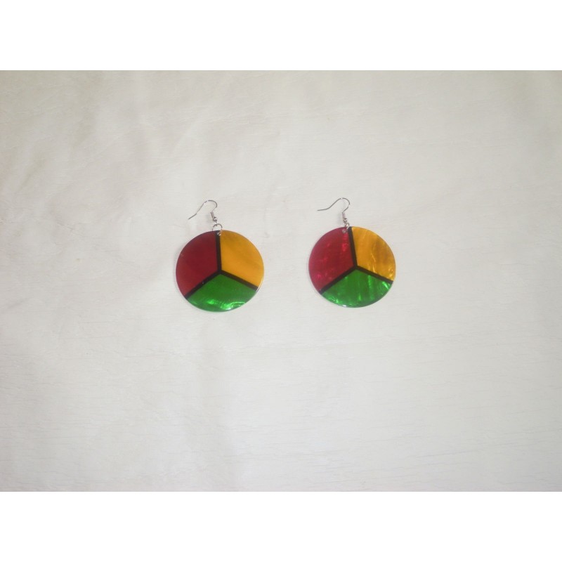 boucles d'oreilles rasta peace and love blessed