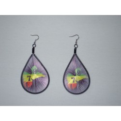 Boucle d'oreille 971 gwada  en fil vert jaune rouge